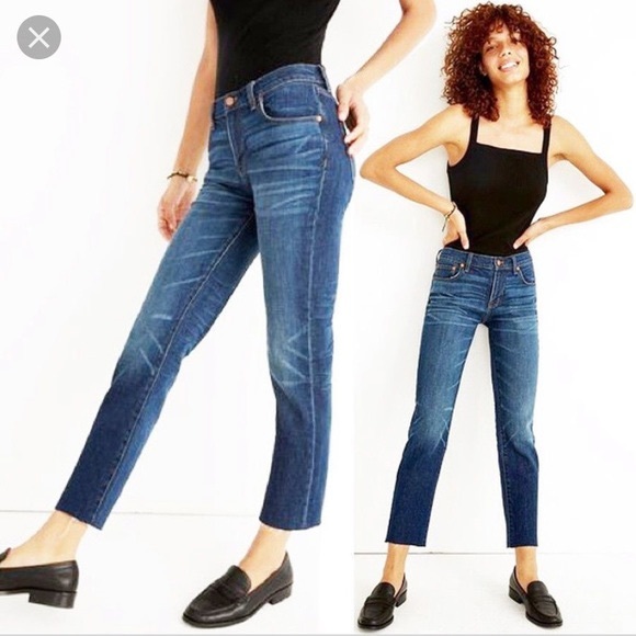 madewell slim boyjean raw hem